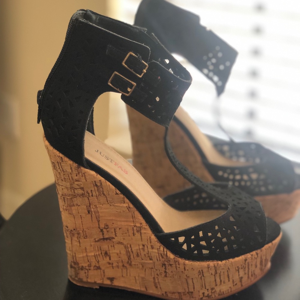 Black platform wedges